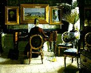 Eugene Jansson vid pianot France oil painting artist